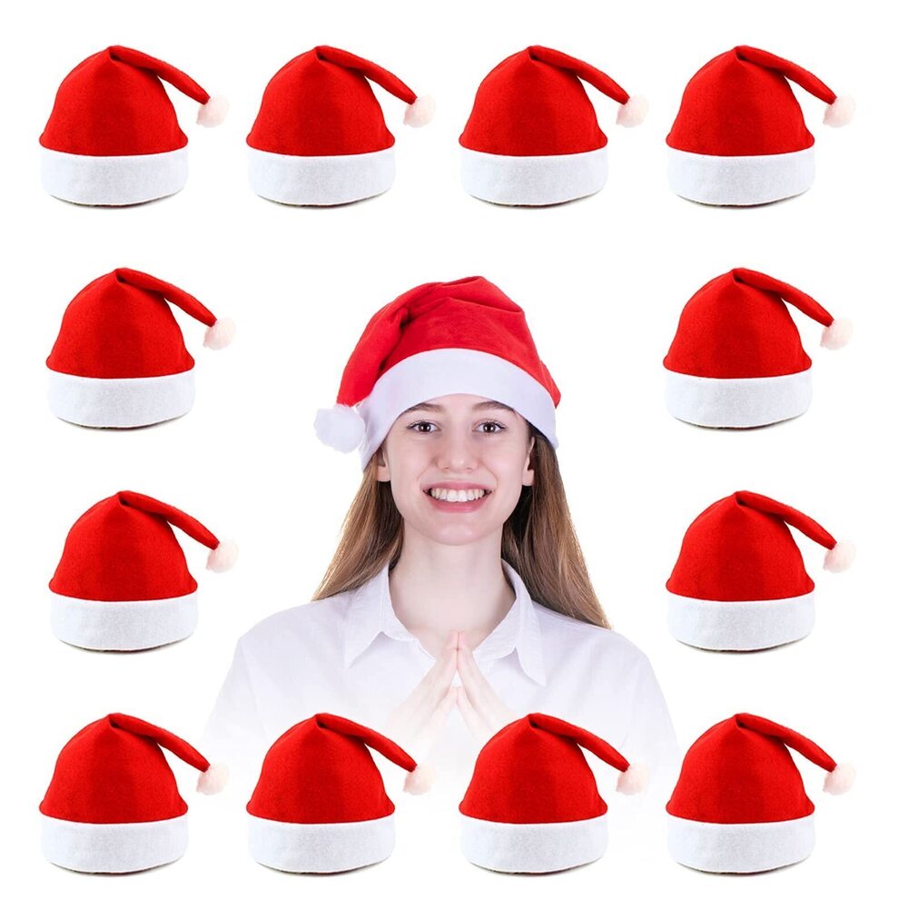 8316 Santa Hats Bulk for Adults,12pcs Christmas Hats Adults Universal Fit
